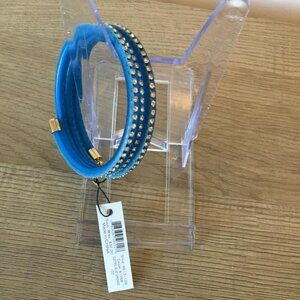 Marc by Marc Jacob’s Blue Rhinestone Stretch Bangle Bracelet w/Gold Charm